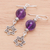Amethyst dangle earrings, 'Center Stage in Purple' - Amethyst Dangle Earrings with Star Motif (image 2b) thumbail
