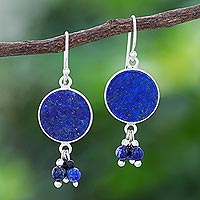 Pendientes colgantes de lapislázuli, 'Fairy Love' - Pendientes colgantes de lapislázuli y plata de ley