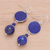 Lapis lazuli dangle earrings, 'Loving Moon' - Hand Crafted Lapis Lazuli Dangle Earrings (image 2b) thumbail