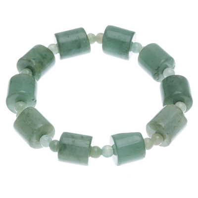 Jade beaded stretch bracelet, 'Heavenly Essence' - Artisan Crafted Jade Beaded Stretch Bracelet