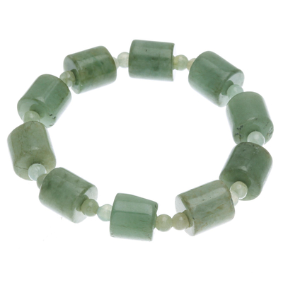 Pulsera elástica con cuentas de jade - Pulsera elástica con cuentas de jade hecha a mano artesanalmente