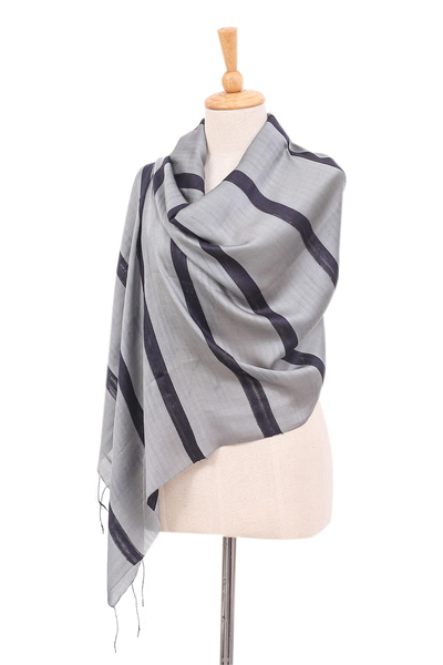 Hand-dyed rayon blend scarf, 'Windy Clime' - Hand-Dyed Rayon and Silk Blend Scarf