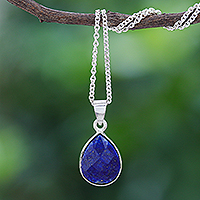 Lapis Lazuli and Sterling Silver Pendant Necklace,'Winter Midnight'