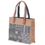 Leather-accented cotton blend tote bag, 'Chill Night in Black' - Leather-Accented Patchwork Tote Bag (image 2b) thumbail