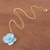 Gold-plated hydrangea petal pendant necklace, 'Wild Hydrangea in Blue' - Gold-Plated Blue Hydrangea Petal Pendant Necklace (image 2c) thumbail