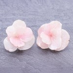 Hydrangea petal button earrings, 'Blooming Hydrangea' - Hydrangea Petal Button Earrings from Thailand