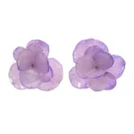 Natural flower post earrings, 'Purple Hydrangea' - Thai Resin Coated Purple Hydrangea Bloom Post Earrings