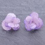 Natural flower post earrings, 'Purple Hydrangea' - Thai Resin Coated Purple Hydrangea Bloom Post Earrings