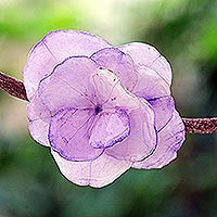 Broche de flor natural, 'Violet Hydrangea' - Broche de hortensia violeta conservada tailandesa