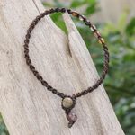 Agate macrame anklet, 'Thai Beach Chic' - Multicolored Agate Beaded Macrame Anklet from Thailand