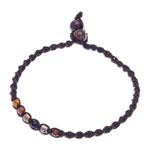 Agate macrame anklet, 'Thai Beach Chic' - Multicolored Agate Beaded Macrame Anklet from Thailand