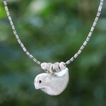 Silver pendant necklace, 'Early Bird' - Karen Silver Pendant Necklace with Bird Motif
