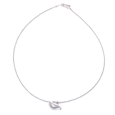 Silver pendant necklace, 'Early Bird' - Karen Silver Pendant Necklace with Bird Motif