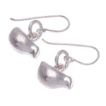 Silver dangle earrings, 'Bird Brain' - Karen Silver Dangle Earrings with Bird Motif