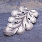 Silver pendant, 'Sanpatong Leaf' - Chainless Oxidized 950 Silver Leaf Pendant from Thailand
