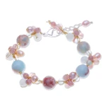 Multi-gemstone beaded bracelet, 'Pastel Mood' - Cultured Pearl and Jasper Beaded Bracelet