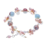 Multi-gemstone beaded bracelet, 'Pastel Mood' - Cultured Pearl and Jasper Beaded Bracelet
