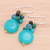 Multi-gemstone beaded dangle earrings,'Cyan Baubles' - Multi-stone Turquoise Colored Dangle Earrings from Thailand (image 2b) thumbail