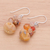 Multi-gemstone beaded dangle earrings, 'Apricot Love' - Peach Colored Multistone Beaded Earrings from Thailand (image 2b) thumbail
