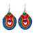 Gold accent jasper and macrame dangle earrings, 'Knotted Rainbow' - Rainbow Colored Macrame Dangle Earrings with Jasper Stones thumbail