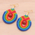Gold accent jasper and macrame dangle earrings, 'Knotted Rainbow' - Rainbow coloured Macrame Dangle Earrings with Jasper Stones