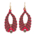 Unakite macrame dangle earrings, 'Beaded Cocoons' - Red and Green Macrame Dangle Earrings with Unakite and Brass thumbail