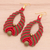 Unakite macrame dangle earrings, 'Beaded Cocoons' - Red and Green Macrame Dangle Earrings with Unakite and Brass (image 2b) thumbail