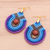 Gold accent jasper macrame dangle earrings, 'Refracted Raindrop' - Blue and Purple Macrame Dangle Earrings with Jasper (image 2b) thumbail