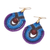 Gold accent jasper macrame dangle earrings, 'Refracted Raindrop' - Blue and Purple Macrame Dangle Earrings with Jasper (image 2c) thumbail