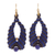 Lapis lazuli macrame dangle earrings, 'Beaded Cocoons' - Blue and Black Macrame Dangle Earrings with Lapis Lazuli thumbail