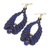 Pendientes colgantes de macramé con lapislázuli, 'Beaded Cocoons' - Pendientes colgantes de macramé azul y negro con lapislázuli