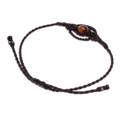 Tigerauge Makramee-Armband - Schwarzes Makramee-Armband mit Tigerauge-Stein aus Thailand