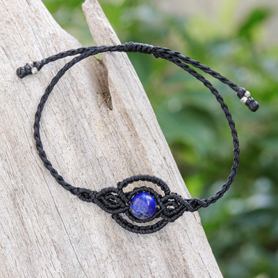 Lapis lazuli  macrame bracelet, Cool Boho 