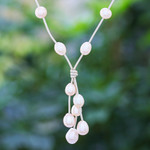 Cultured pearl pendant necklace, 'Pearl Crush in Peach' - Hand Made Cultured Pearl Pendant Necklace