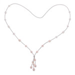 Cultured pearl pendant necklace, 'Pearl Crush in Peach' - Hand Made Cultured Pearl Pendant Necklace