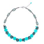 Multi-gemstone pendant necklace, 'Into the Oracle' - Thai Quartz and Serpentine Beaded Necklace