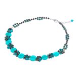 Multi-gemstone pendant necklace, 'Into the Oracle' - Thai Quartz and Serpentine Beaded Necklace