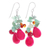 Quartz dangle earrings, 'Summer Festival' - Handmade Quartz and Glass Bead Dangle Earrings