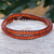Carnelian and leather wrap bracelet, 'Inner Sunbeam' - Carnelian and Leather Beaded Wrap Bracelet (image 2b) thumbail