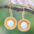 Gold-plated cultured pearl dangle earrings, 'Morning Pearl' - Gold-Plated Cultured Pearl Dangle Earrings