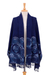 Batik cotton shawl, 'Melancholy Rose' - Hand-Dyed Batik Cotton Shawl with Rose Motif (image 2a) thumbail