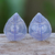 Natural leaf button earrings, 'Tea Garden in Purple' - Blue Rubber Tree Leaf Button Earrings from Thailand