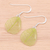 Rubber tree leaf dangle earrings, 'Earthly Delight in Green' - Sterling Silver and Green Rubber Tree Leaf Earrings (image 2b) thumbail