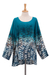 Cotton blouse, 'Mak Sum in Teal' - Hand-Painted Batik Cotton Blouse (image 2a) thumbail