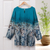 Cotton blouse, 'Mak Sum in Teal' - Hand-Painted Batik Cotton Blouse (image 2d) thumbail