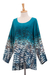 Cotton blouse, 'Mak Sum in Teal' - Hand-Painted Batik Cotton Blouse
