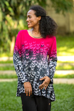 Cotton blouse, 'Mak Sum in Fuchsia' - Artisan Crafted Batik Cotton Blouse