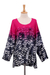 Cotton blouse, 'Mak Sum in Fuchsia' - Artisan Crafted Batik Cotton Blouse