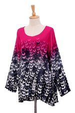 Cotton blouse, 'Mak Sum in Fuchsia' - Artisan Crafted Batik Cotton Blouse
