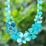 Multi-gemstone pendant necklace, 'Sky Terrace' - Hand Crafted Chalcedony and Jasper Pendant Necklace